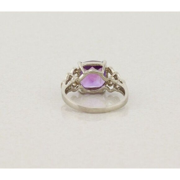 14k White Gold Natural Pau D'Arco Amethyst Ring Size 7 - Picture 7 of 7